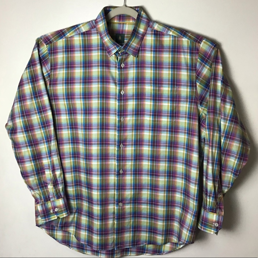 Robert Talbott Multicolored Plaid Button Down. Xl - image 1